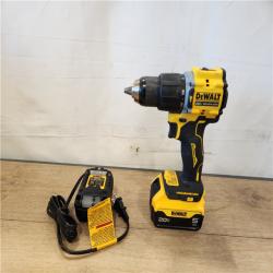 AS-IS- DEWALT ATOMIC 20V Lithium-Ion Cordless 1/2 in. Hammer Drill Kit with 5.0 Ah Battery and Charger