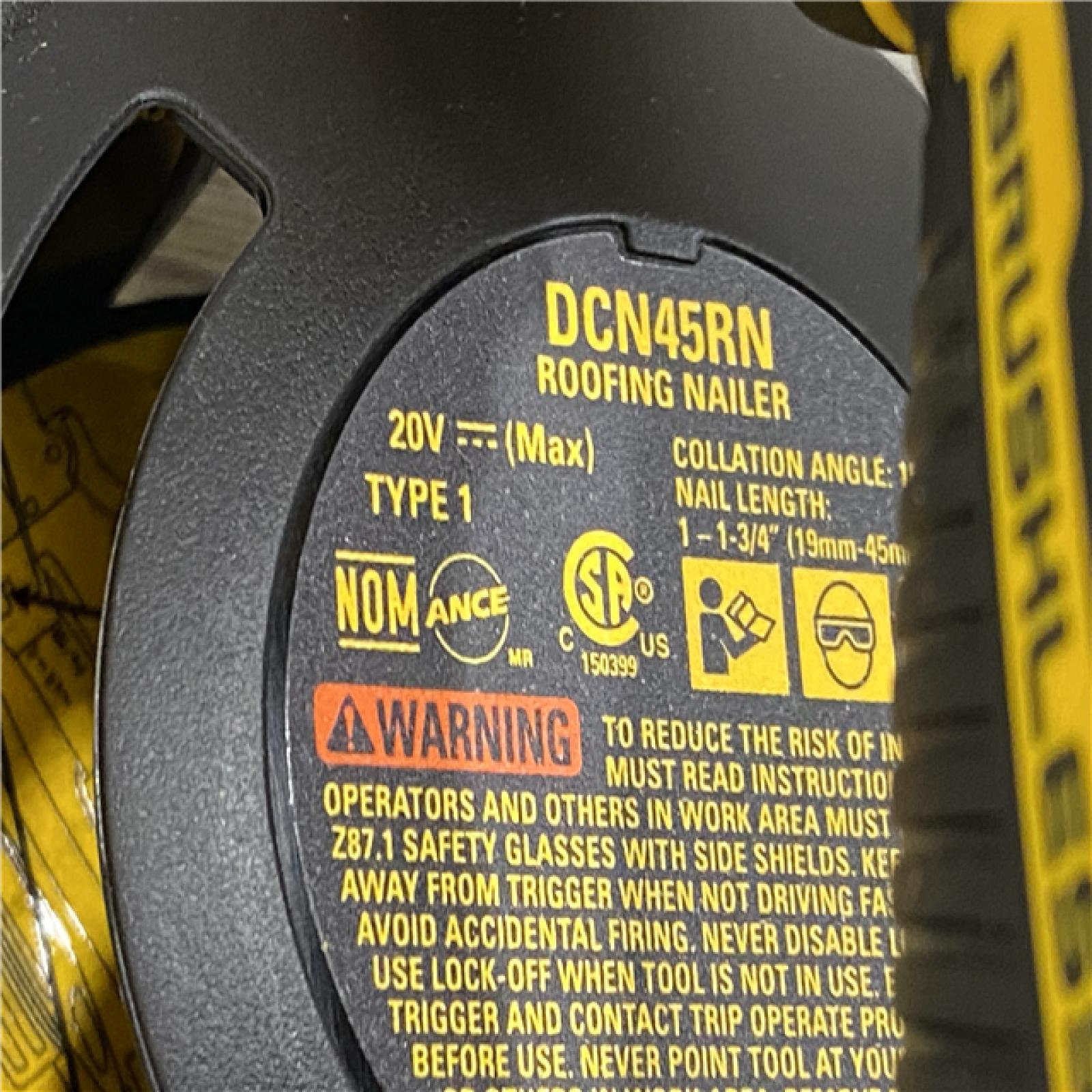 AS-IS DEWALT 20V MAX Lithium-Ion 15-Degree Electric Cordless Roofing Nailer Kit