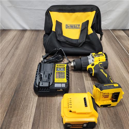 AS-IS DEWALT 20V Lithium-Ion Compact Cordless 1/2 in. Hammer Drill with 6.0 Ah Battery Pack and Charger Kit