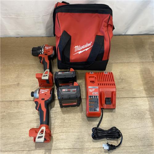 AS-IS Milwaukee 18-Volt Lithium-Ion Brushless Cordless Compact Hammer Drill/Impact Combo Kit