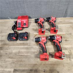 HOUSTON LOCATION - AS-IS MILWAUKEE 4 TOOL COMBO KIT W/ (2) BATTERY & CHARGER