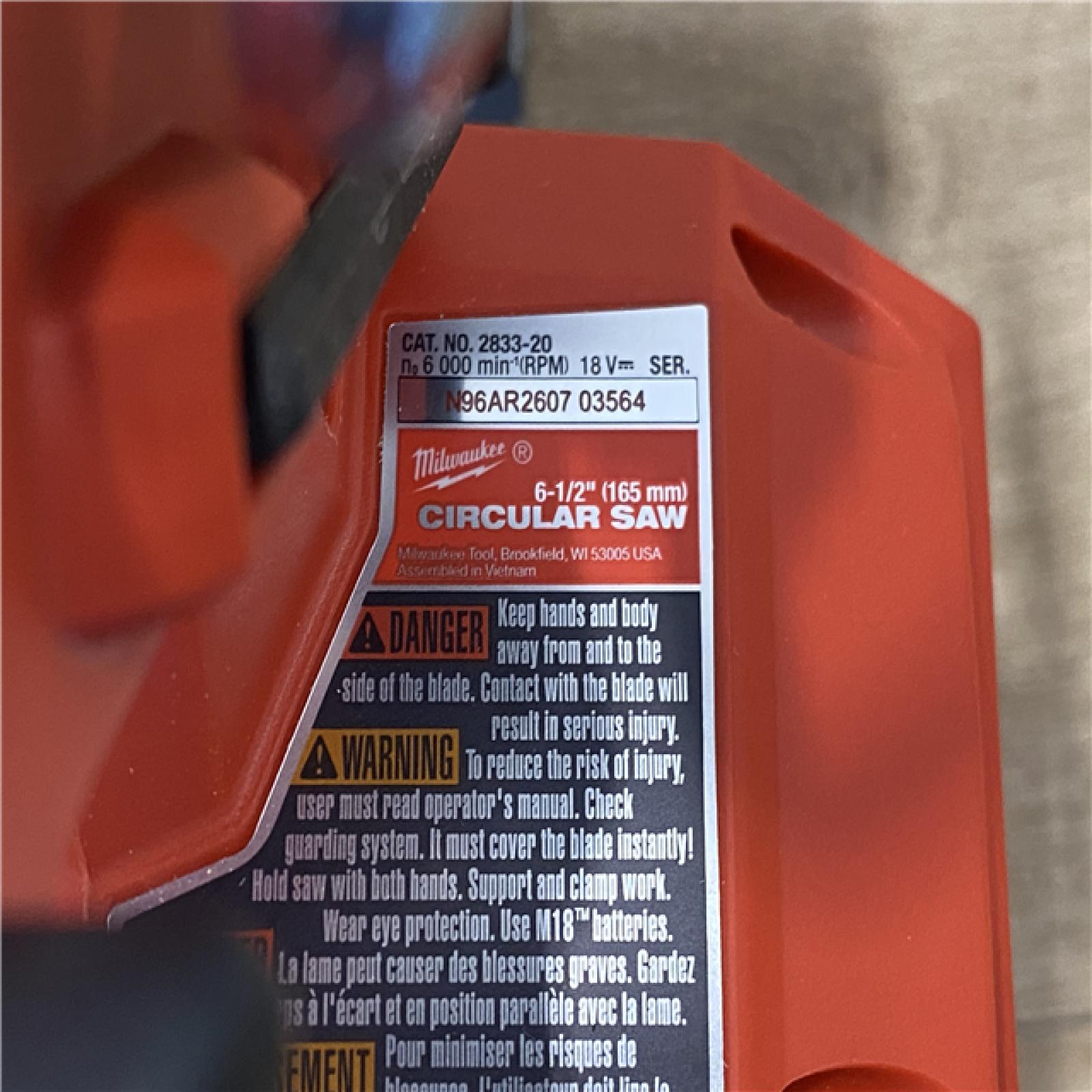 AS-IS Milwaukee FUEL 18V Lithium-Ion Brushless Cordless 6-1/2 in. Circular Saw (Tool-Only)
