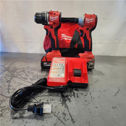 AS-IS- Milwaukee 18V Lithium-Ion Brushless Cordless Compact Drill/Impact Combo Kit