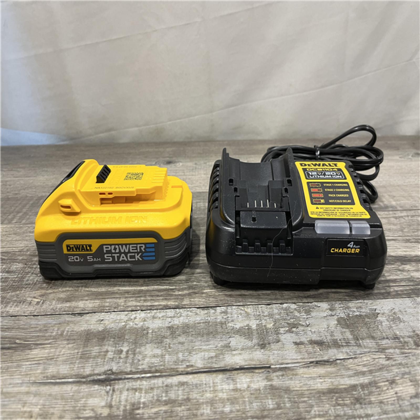 AS-IS DEWALT 20V POWERSTACK Lithium-Ion Battery Starter Kit with 5.0Ah Battery and Charger