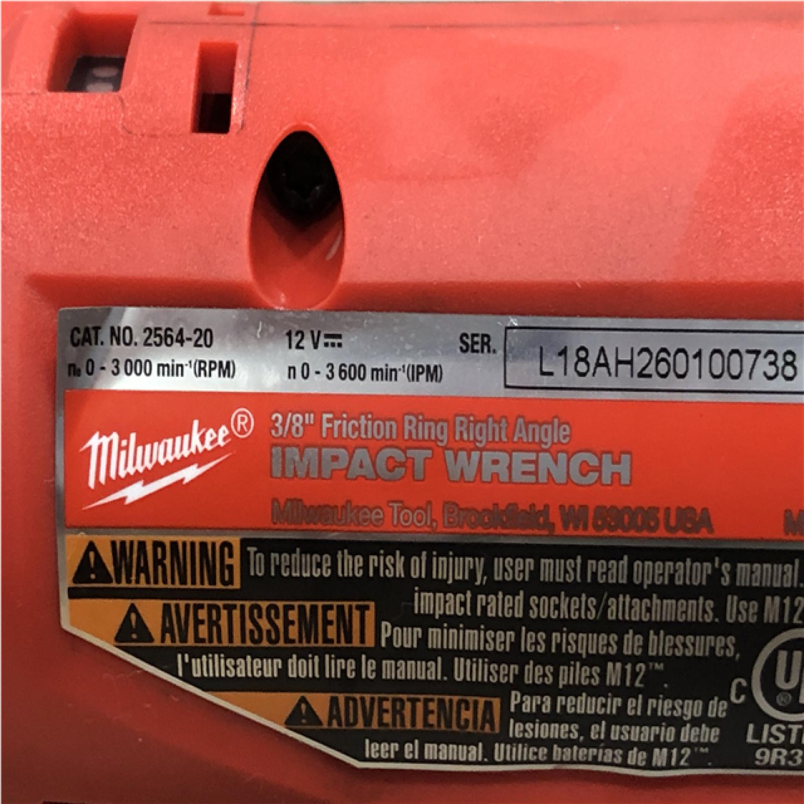 AS-IS Milwaukee  FUEL 12V Lithium-Ion Brushless Cordless 3/8 in. Right Angle Impact Wrench (Tool-Only)