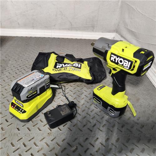 HOUSTON Location-AS-IS-RYOBI ONE+ HP 18V Brushless Cordless 4-Mode 1/2 in. High Torque Impact Wrench Kit with (2) 4.0 Ah Batteries and Charger APPEARS IN NEW! Condition