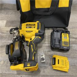 AS-IS DEWALT 20V MAX Lithium-Ion 15-Degree Electric Cordless Roofing Nailer Kit