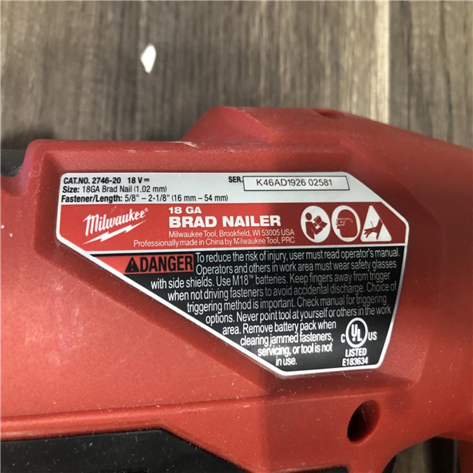AS-IS Milwaukee FUEL 18-Volt Lithium-Ion Brushless Cordless Gen II 18-Gauge Brad Nailer (Tool-Only)