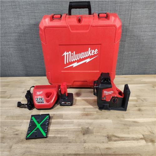 HOUSTON LOCATION - AS-IS (APPEARS LIKE NEW) Milwaukee-3632-21 M12 Green Beam Laser 360Â° 3-Plane Kit