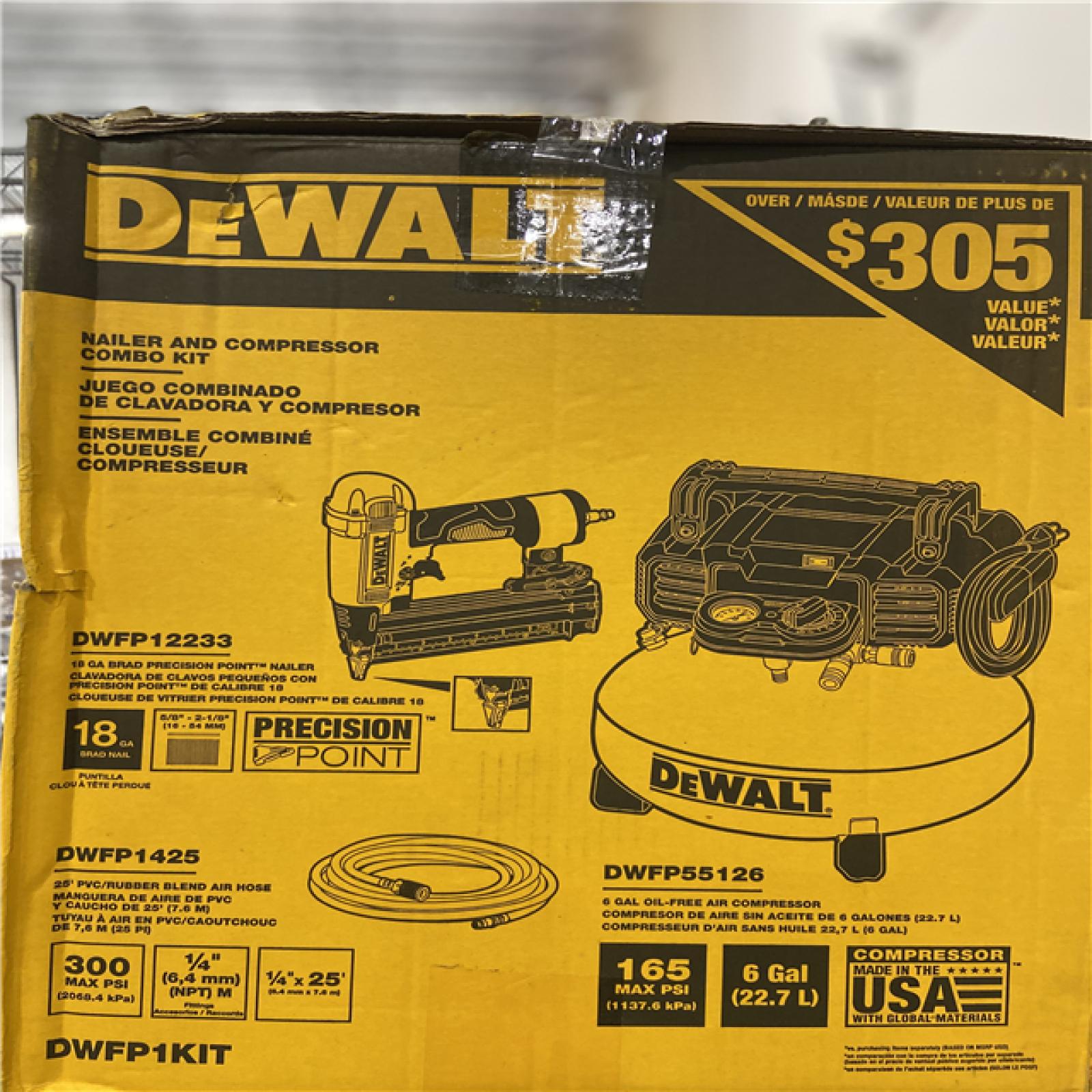 DALLAS LOCATION - DEWALT 6 Gal. 18-Gauge Brad Nailer and Heavy-Duty Pancake Electric Air Compressor Combo Kit