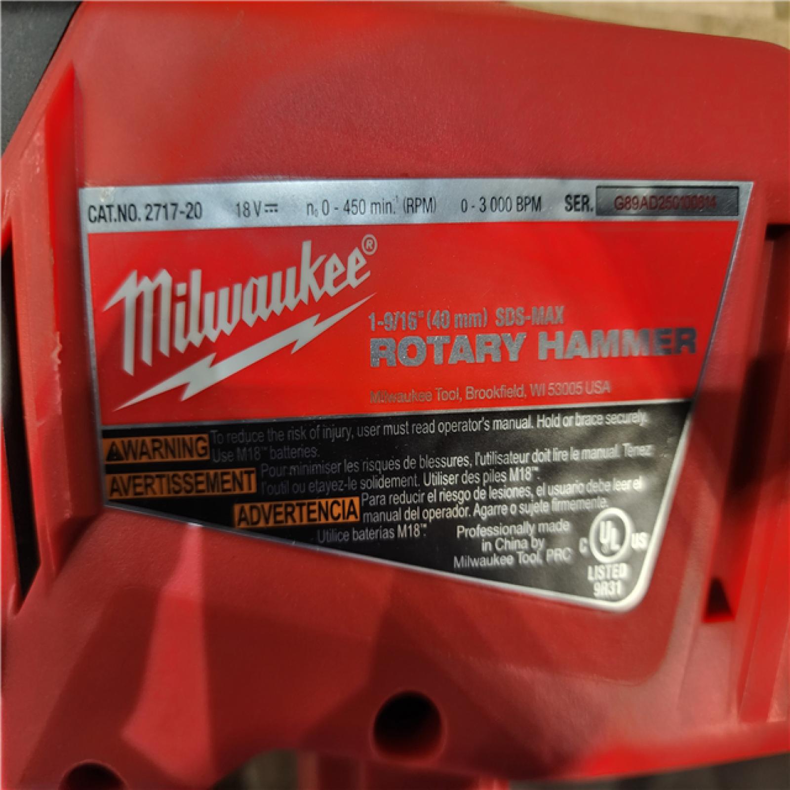 HOUSTON LOCATION - AS-IS M18 FUEL 18V Lithium-Ion Brushless Cordless 1-9/16 in. SDS-Max Rotary Hammer (Tool-Only)