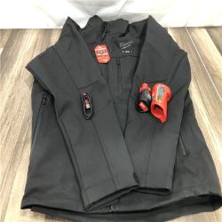 AS-IS Men's Large M12 12-Volt Lithium-Ion Cordless Tough Shell Black Heated Jacket with