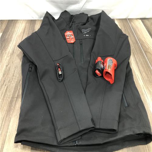 AS-IS Men's Large M12 12-Volt Lithium-Ion Cordless Tough Shell Black Heated Jacket with