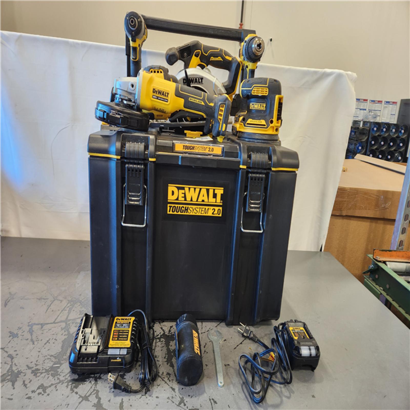 AS-IS- DEWALT 20V Lithium-Ion Cordless 6-Tool Combo Kit with 5.0 Ah and 2.0 Ah Batteries  Charger and Tough System 2.0 Rolling Toolbox