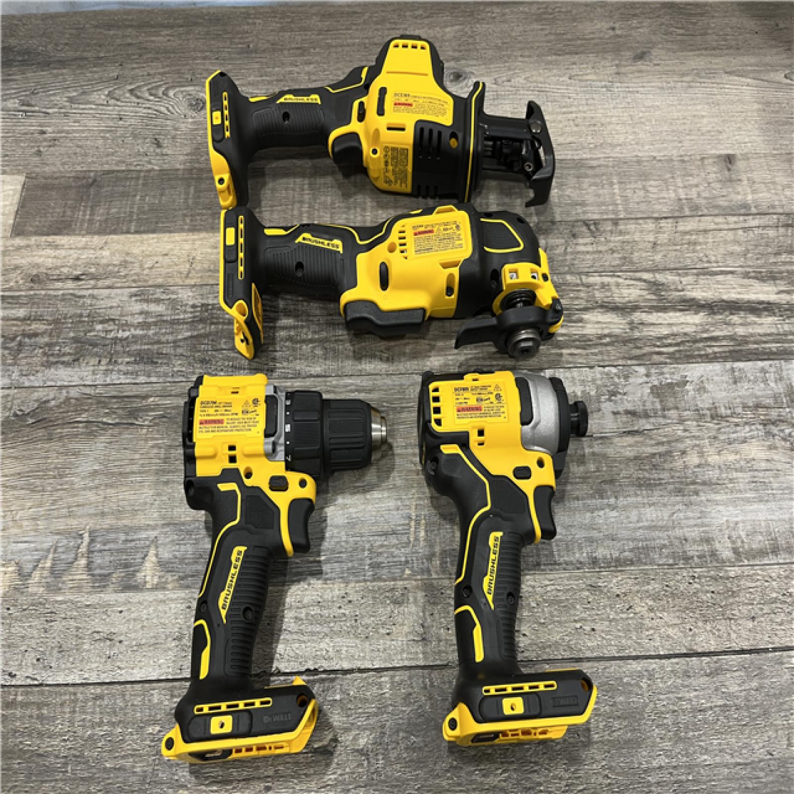 AS-IS DEWALT ATOMIC 20-Volt Lithium-Ion Cordless Brushless (4-Tool) Combo Kit