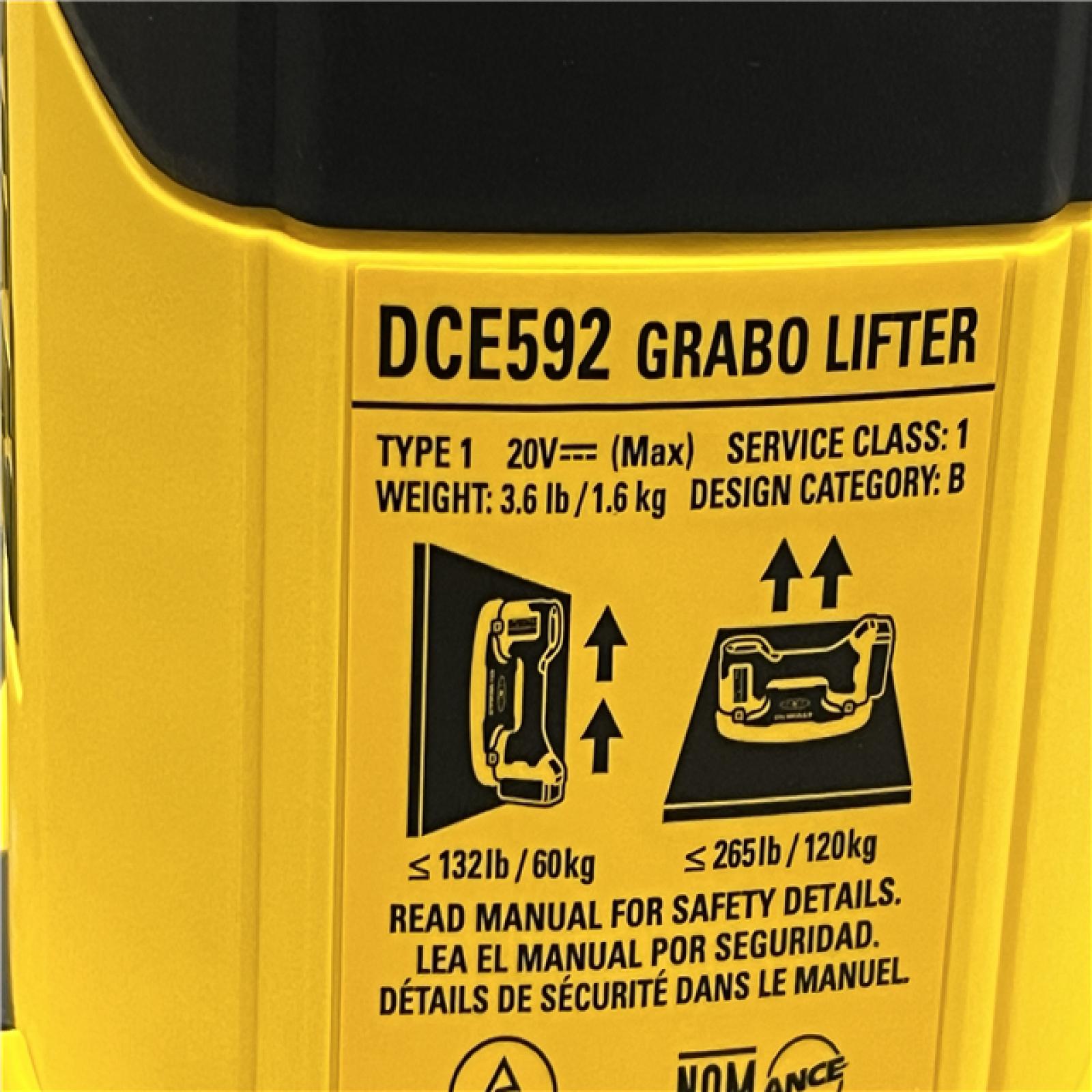 LIKE NEW - DEWALT 20-Volt Max Cordless GRABO Lifter (Tool Only)