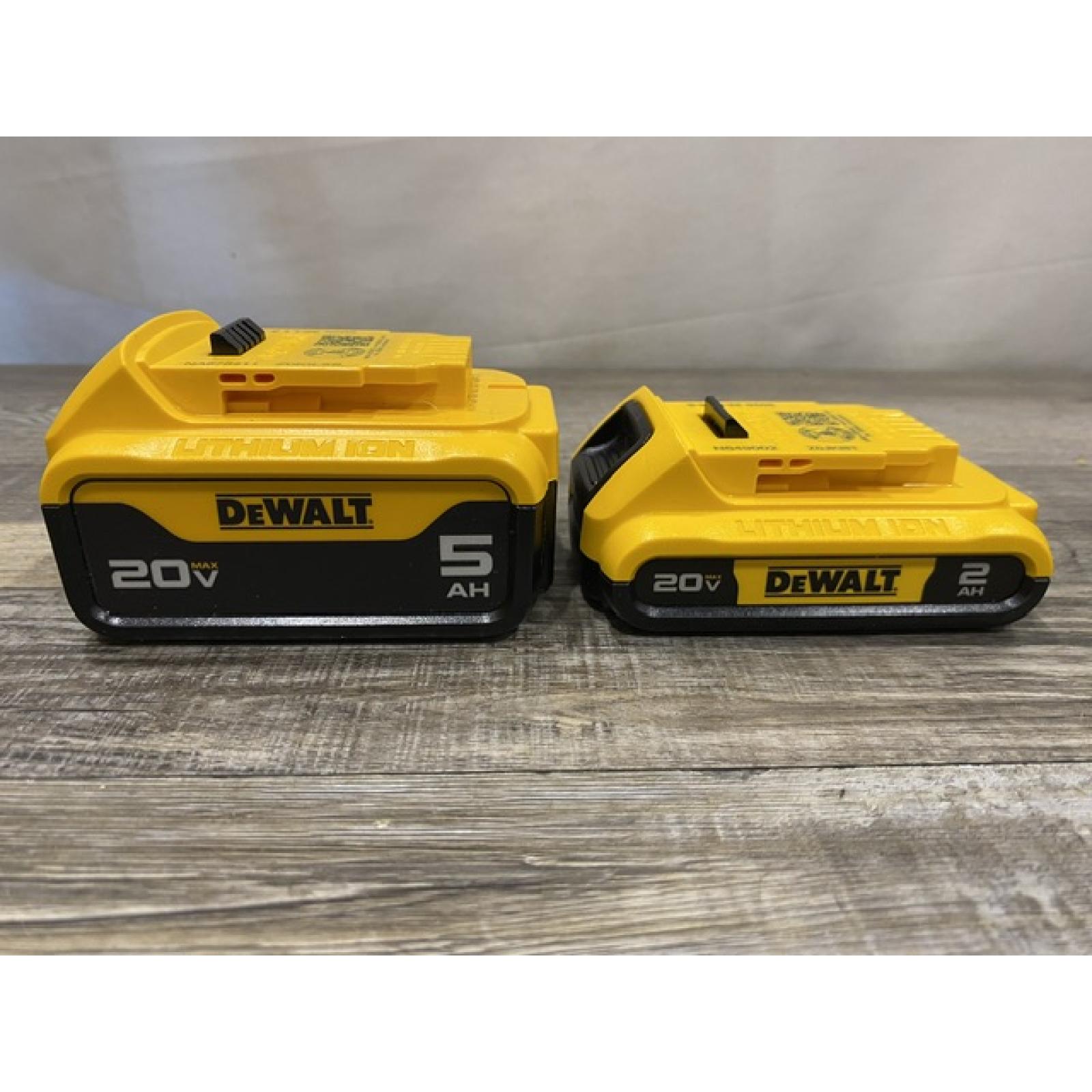 AS-IS DEWALT 20V MAX Lithium-Ion Battery Kit with 5.0Ah and 2.0Ah Battery and Charger