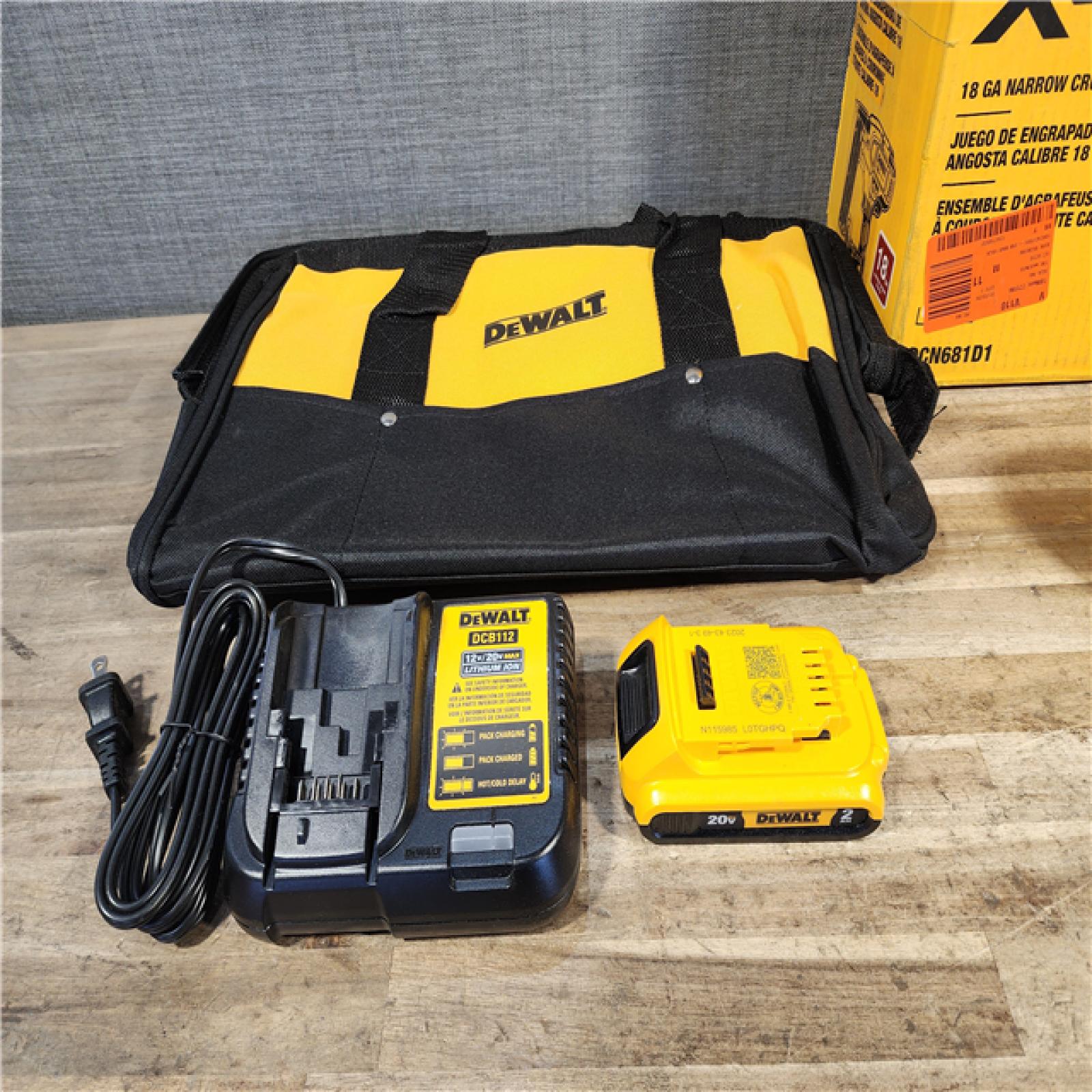 HOUSTON LOCATION - AS-IS DeWALT DCN681D1 20V MAX 18ga Cordless Brushless Narrow Crown Stapler Kit w/ BATTERY & CHARGER