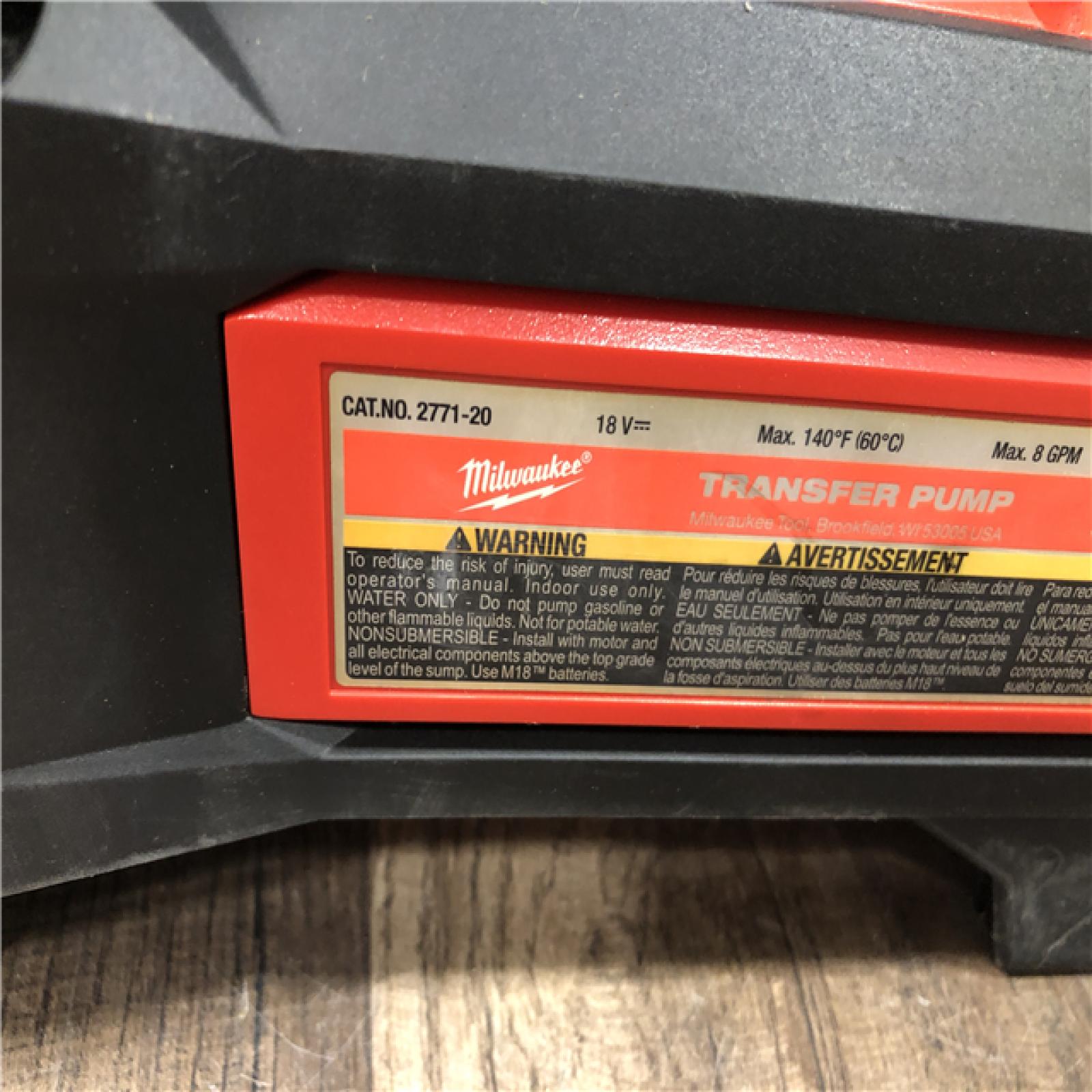 AS-IS Milwaukee 18-Volt 1/4 HP Lithium-Ion Cordless Transfer Pump (Tool Only)