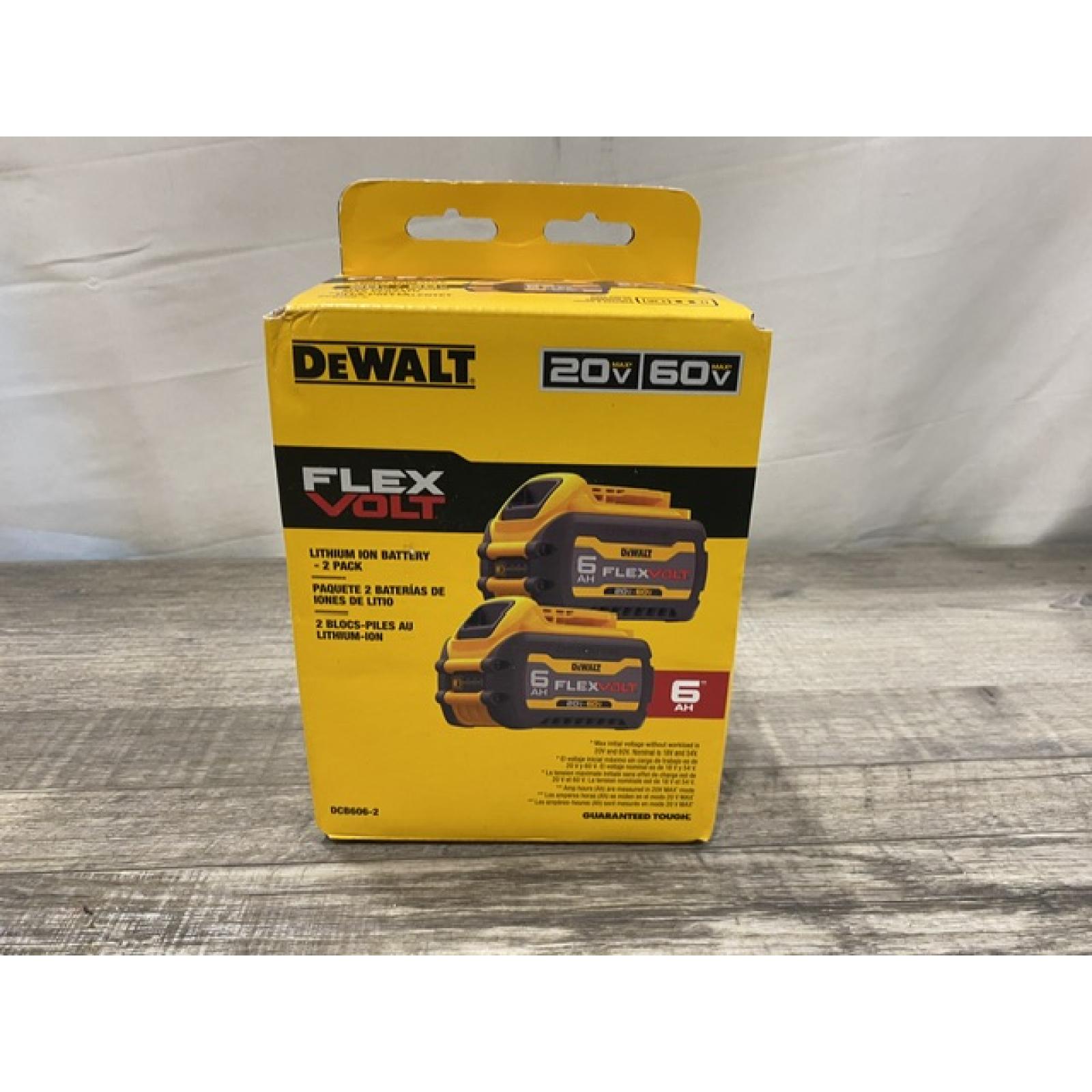 NEW - DEWALT FLEXVOLT 20V/60V MAX Lithium-Ion 6.0Ah Battery Pack (2 Pack)