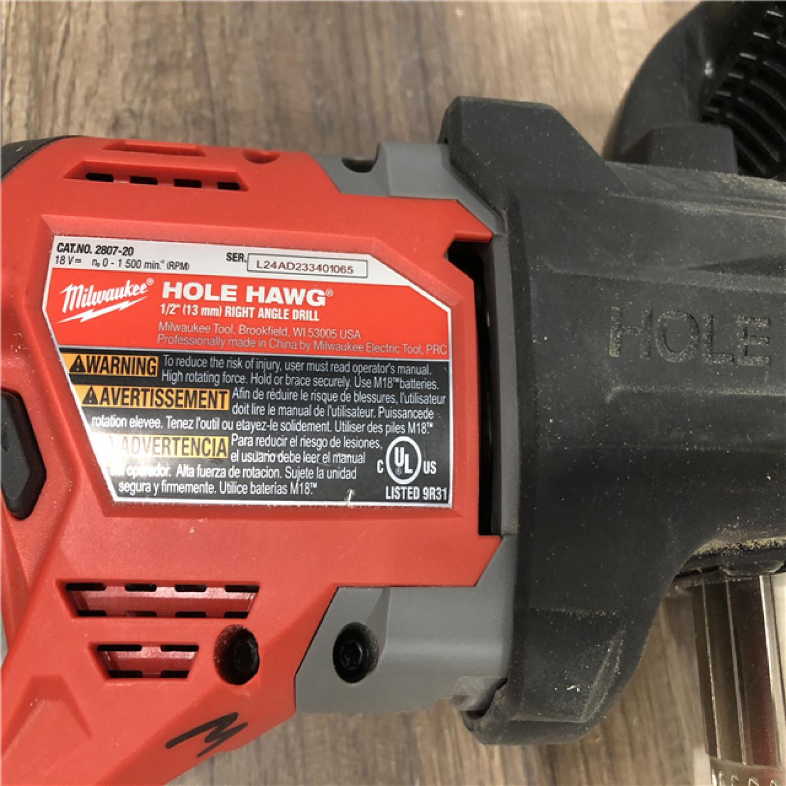 AS-IS Milwaukee FUEL GEN II 18V Lithium-Ion Brushless Cordless 1/2 in. Hole Hawg Right Angle Drill (Tool-Only)