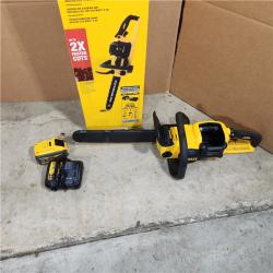 Houston location- AS-IS DEWALT 60V MAX 16in. Brushless Battery Powered Chainsaw Kit with (1) FLEXVOLT 2Ah Battery & Charger