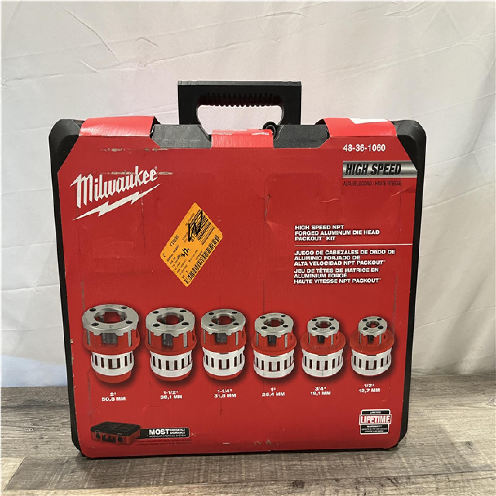 NEW - Milwaukee 1/2 in. - 2 in. High Speed NPT Forged Aluminum Die Head PACKOUT Kit
