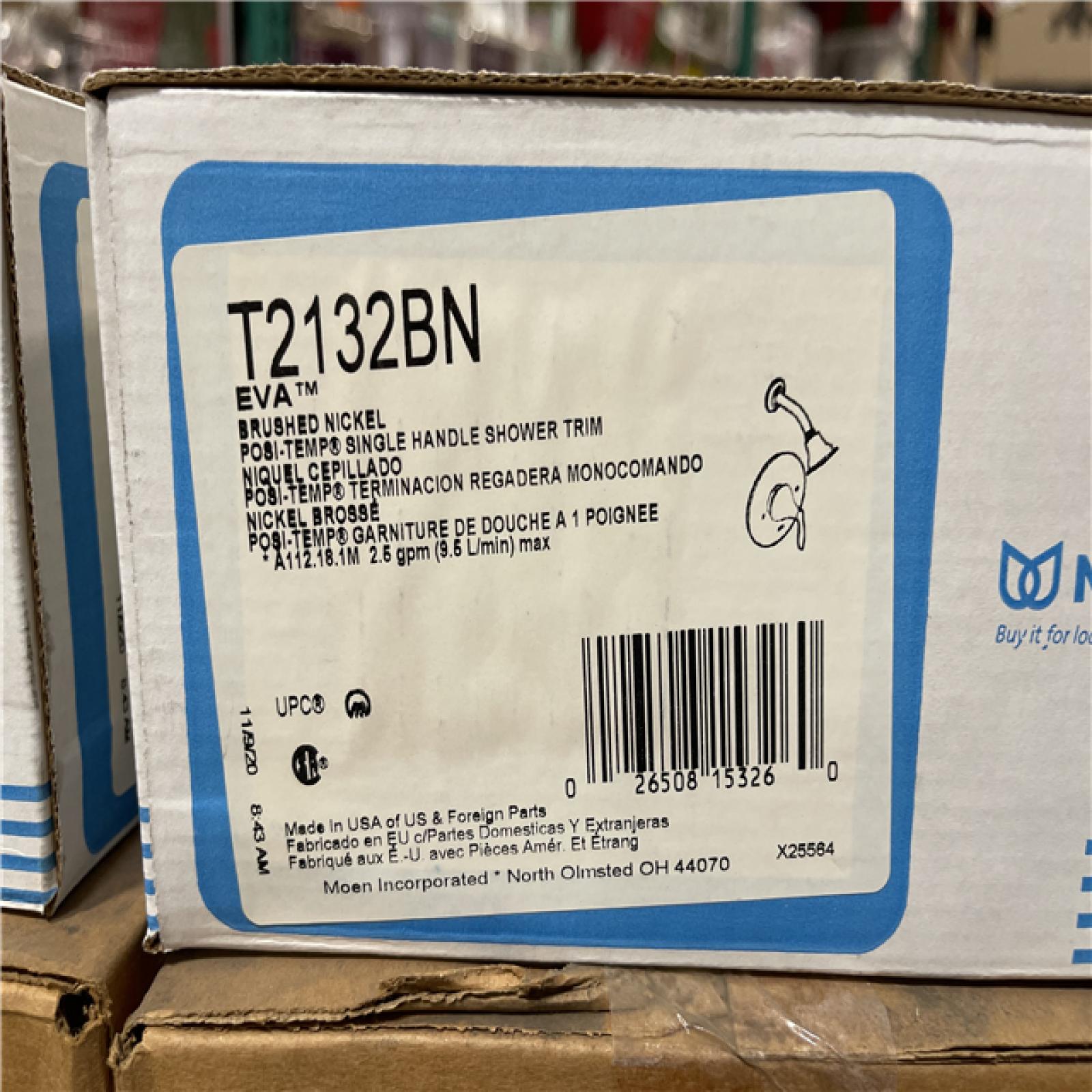 DALLAS LOCATION - Moen Eva™ One Handle Single Function Shower Faucet in Brushed Nickel (Trim Only) PALLET- (133 UNITS)