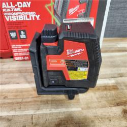 HOUSTON LOCATION - AS-IS (APPEARS LIKE NEW) Milwaukee 100 ft. REDLITHIUM Lithium-Ion USB Green Rechargeable Cross Line Laser Level with Charger