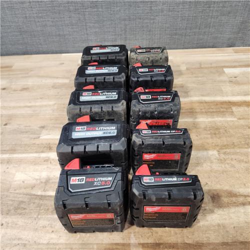 HOUSTON LOCATION - AS-IS MILWAUKEE BATTERY PACK QTY - 10
