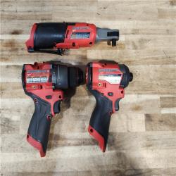HOUSTON LOCATION - AS-IS MILWAUKEE 3 TOOL COMBO KIT W/ (2) BATTERY & CHARGER