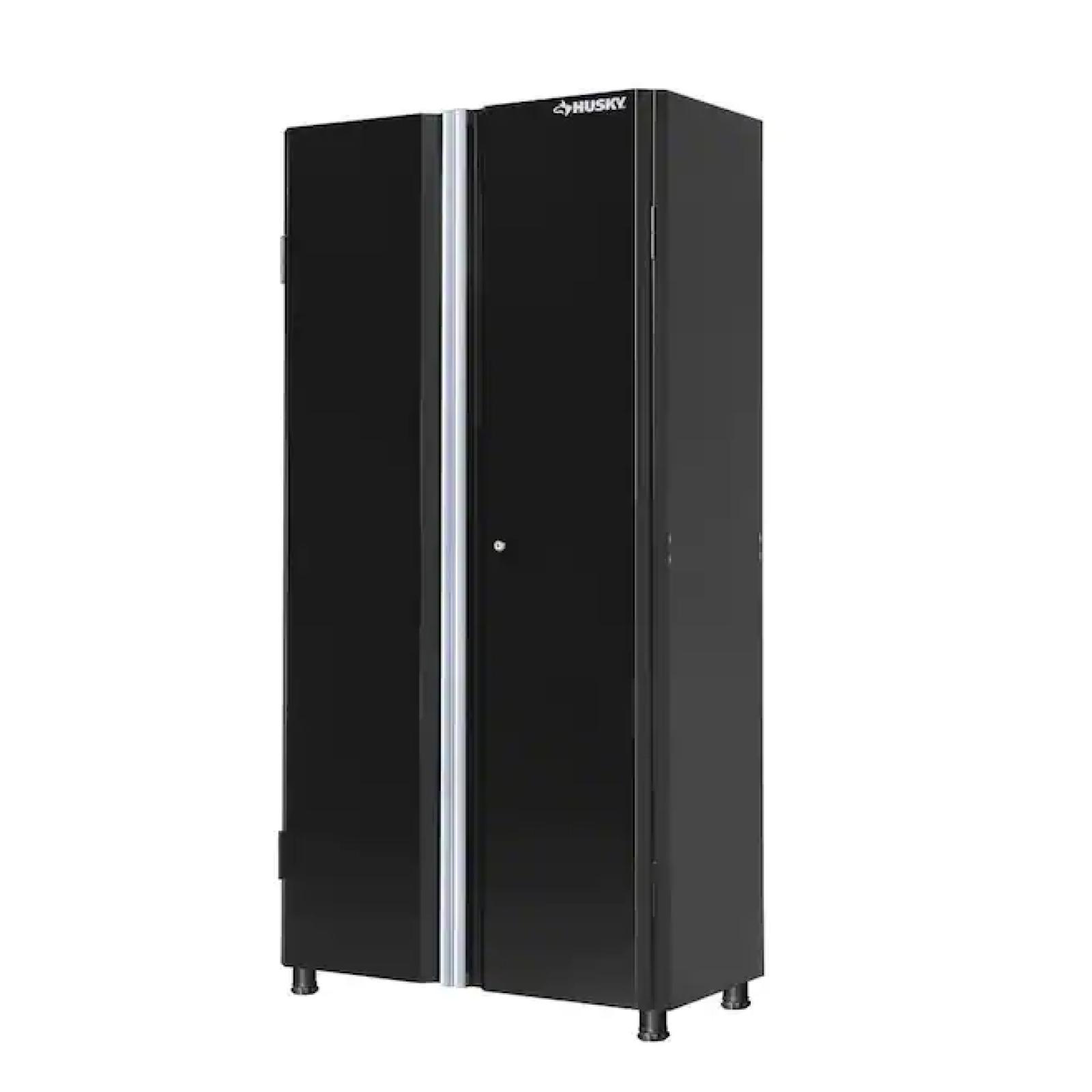 Husky Ready-to-Assemble 24-Gauge Steel Freestanding Garage Cabinet in Black (36.6 in. W x 72 in. H x 18.3 in. D)