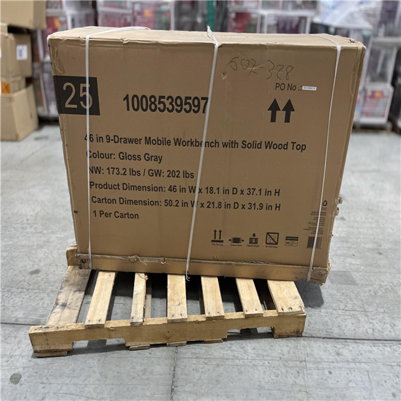 DALLAS LOCATION - Husky 9-Drawer Tool Storage 46 in. W Gloss Gray Mobile Workbench Cabinet