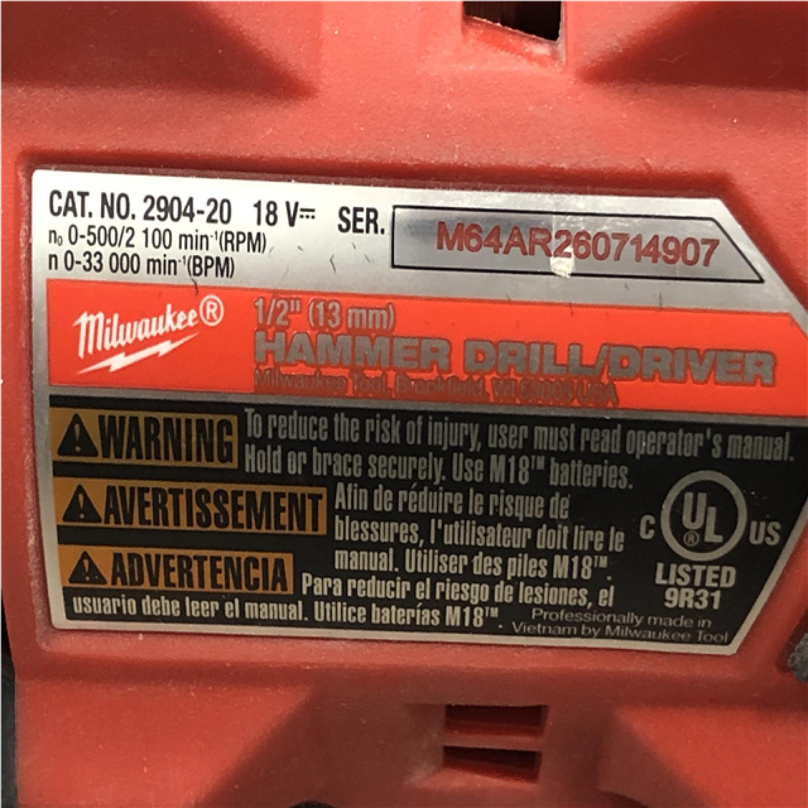 AS-IS Milwaukee FUEL 18V Lithium-Ion Brushless Cordless 1/2 in. Hammer Drill Driver Kit