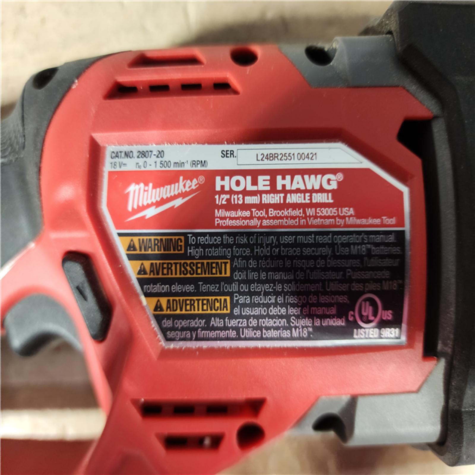 HOUSTON LOCATION - AS - IS Milwaukee FUEL GEN II 18V Lithium-Ion Brushless Cordless 1/2 in. Hole Hawg Right Angle Drill (Tool-Only)