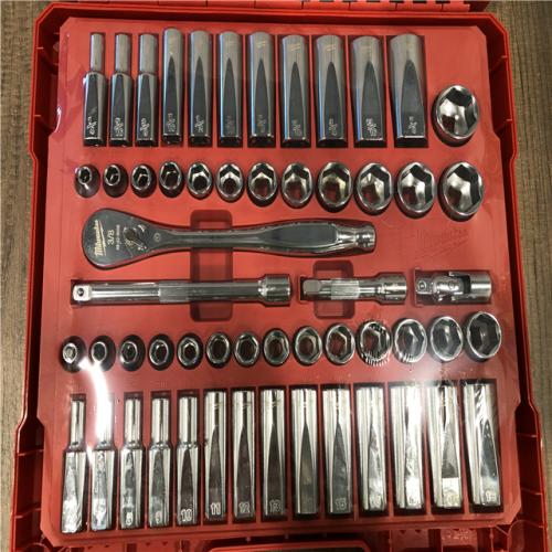 AS-IS Milwaukee 3/8 in. Drive SAE/Metric Ratchet and Socket Mechanics Tool Set (56-Piece)