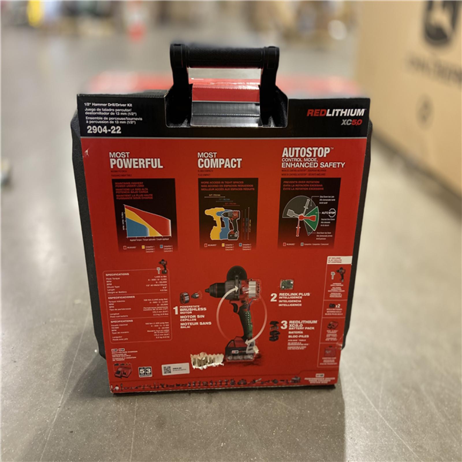NEW! - Milwaukee M18 FUEL 18V Lithium-Ion Brushless Cordless 1/2 in. Hammer Drill Driver Kit with Two 5.0 Ah Batteries and Hard Case