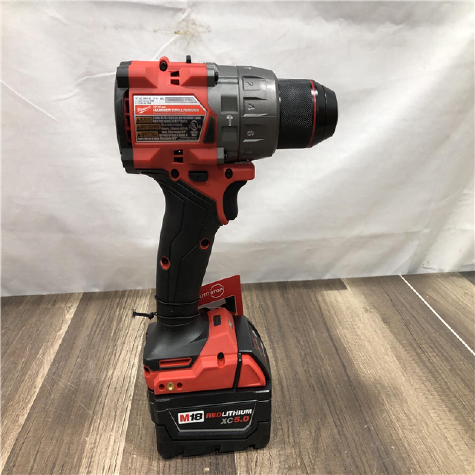 AS-IS Milwaukee  FUEL 18V Lithium-Ion Brushless Cordless 1/2 in. Hammer Drill Driver Kit