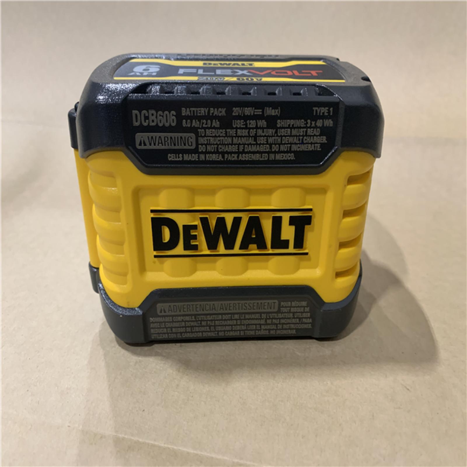 AS-IS  DEWALT FLEXVOLT 20V/60V MAX Lithium-Ion 6.0Ah Battery Pack with 6 Amp Output Charger