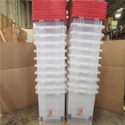 Phoenix HDX 77 Gal. Tough Storage Tote with Wheels in Clear with Red Lid Pallet (22-Tubs)