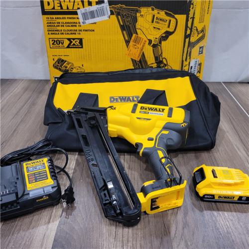 AS-IS DeWalt 20V MAX XR 15 Ga. Cordless 34 Deg Nailer Kit (Battery & Charger) 20 V