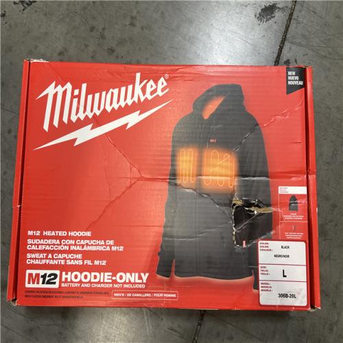 NEW! - Milwaukee Men's Large M12 12-Volt Lithium-Ion Cordless Black Heated Jacket Hoodie (Jacket and Battery Holder Only)