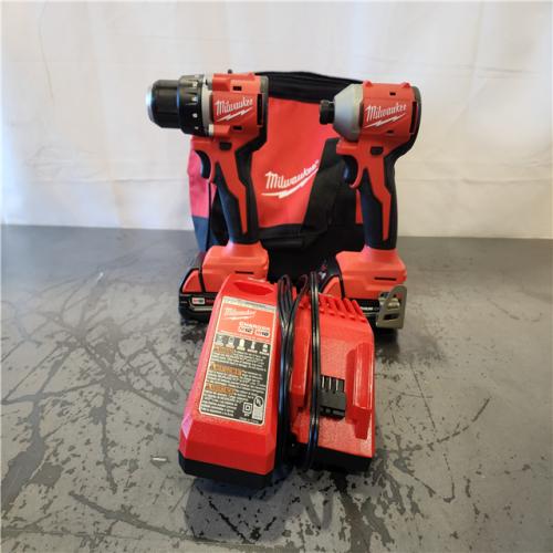 AS-IS- Milwaukee 18V Lithium-Ion Brushless Cordless Compact Drill/Impact Combo Kit