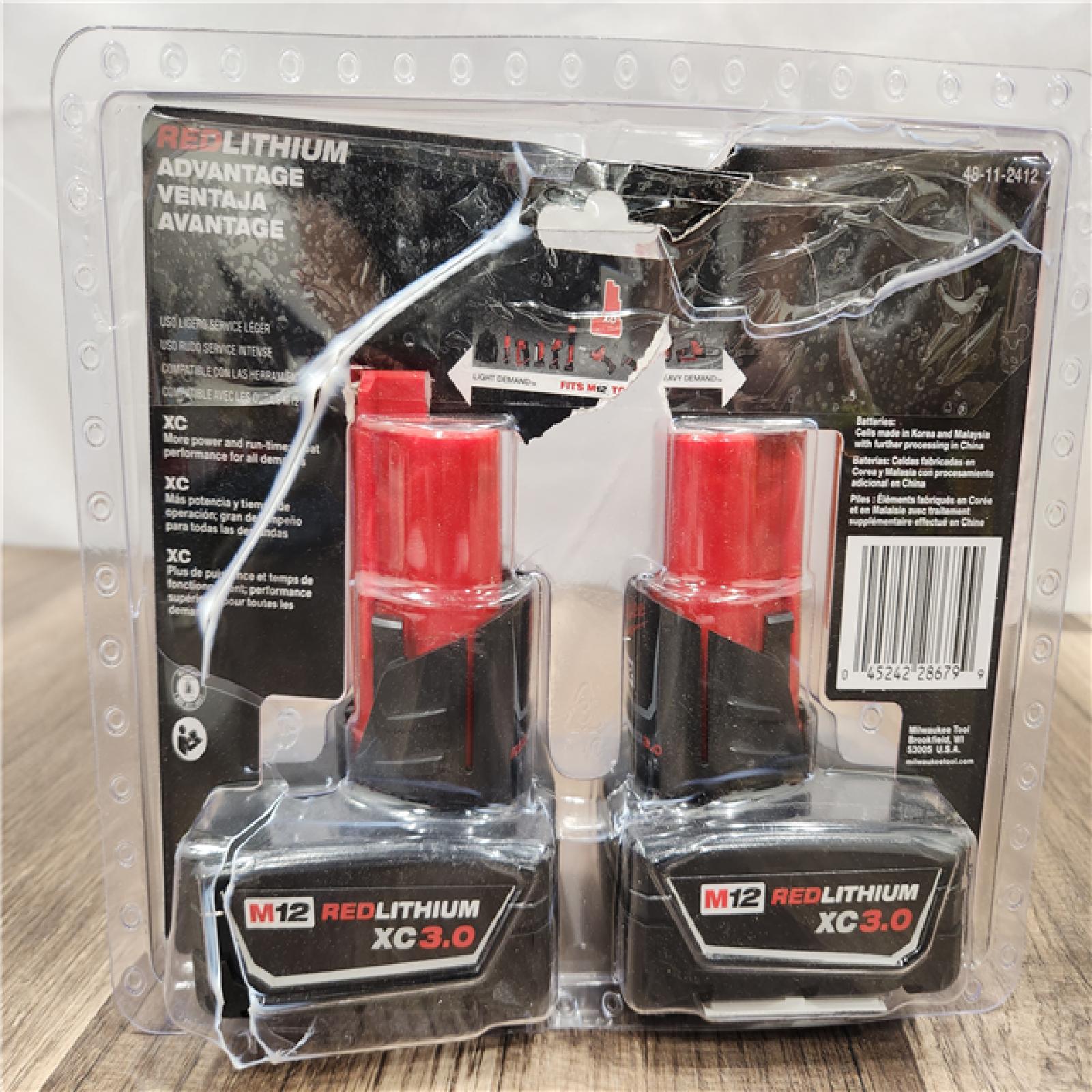 AS-IS- Milwaukee M12 12-Volt Lithium-Ion XC Extended Capacity 3.0Ah Battery Pack 3.0Ah (2-Pack)