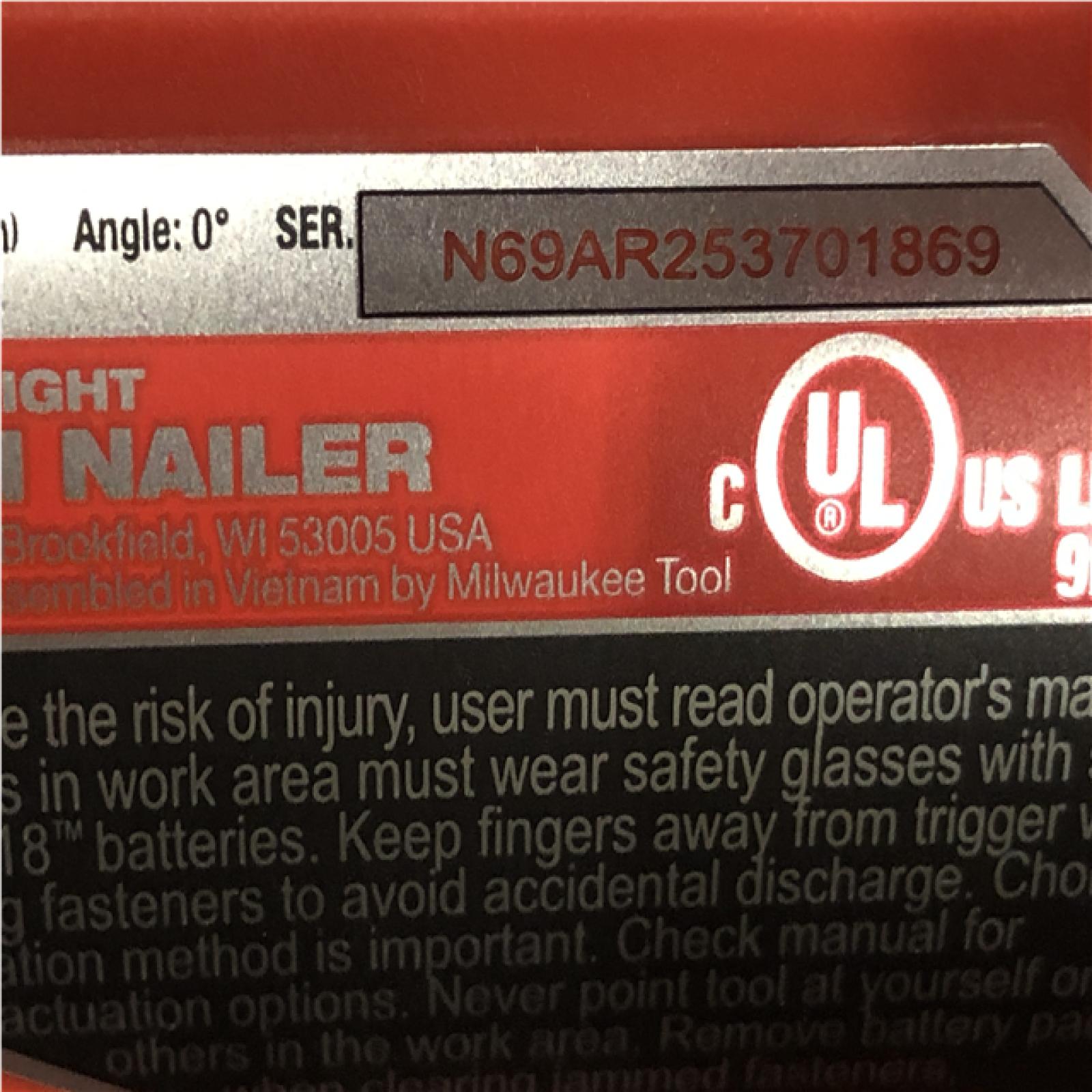 AS-IS Milwaukee FUEL 18-Volt Lithium-Ion Brushless Cordless Gen ll 16-Gauge Straight Finish Nailer (Tool Only)