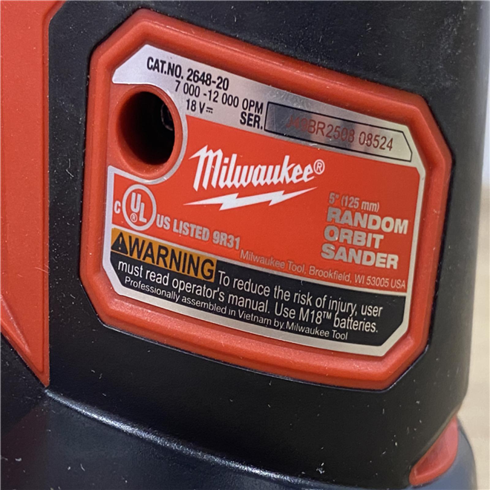 AS-IS Milwaukee 18V Lithium-Ion Cordless 5 in. Random Orbit Sander (Tool-Only)