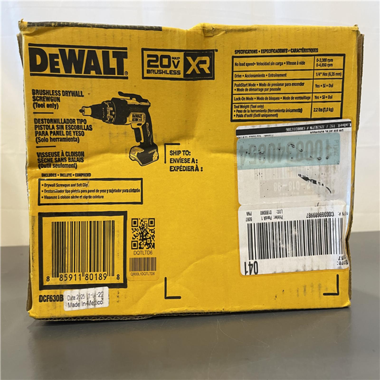 New! - DeWalt 20V MAX XR Brushless Cordless Drywall Screw Gun Tool Only