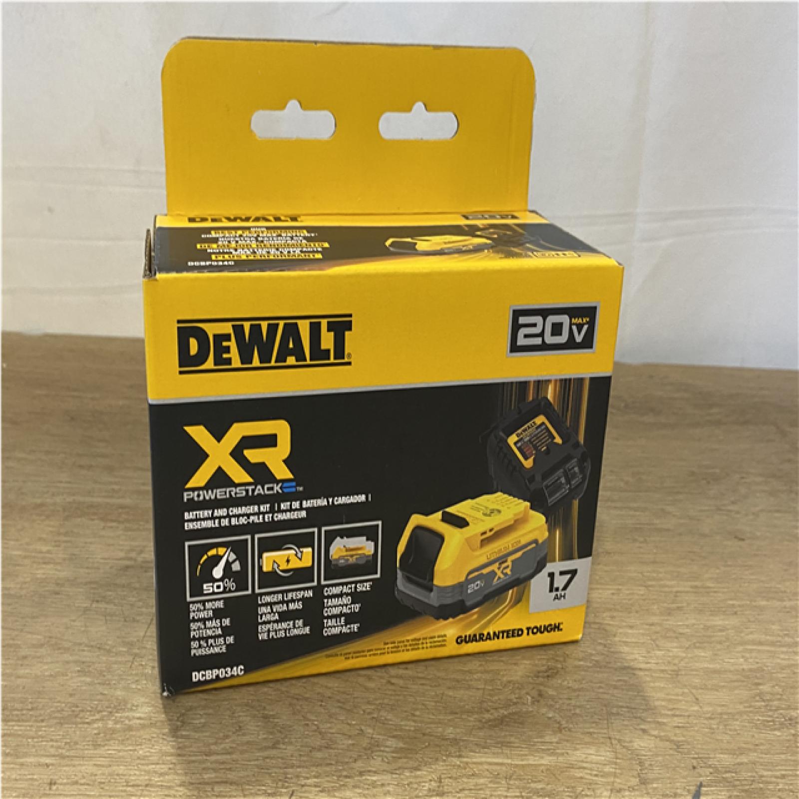 AS-IS DEWALT 20V MAX XR POWERSTACK Lithium-Ion Battery Starter Kit with 1.7Ah Battery and Charger