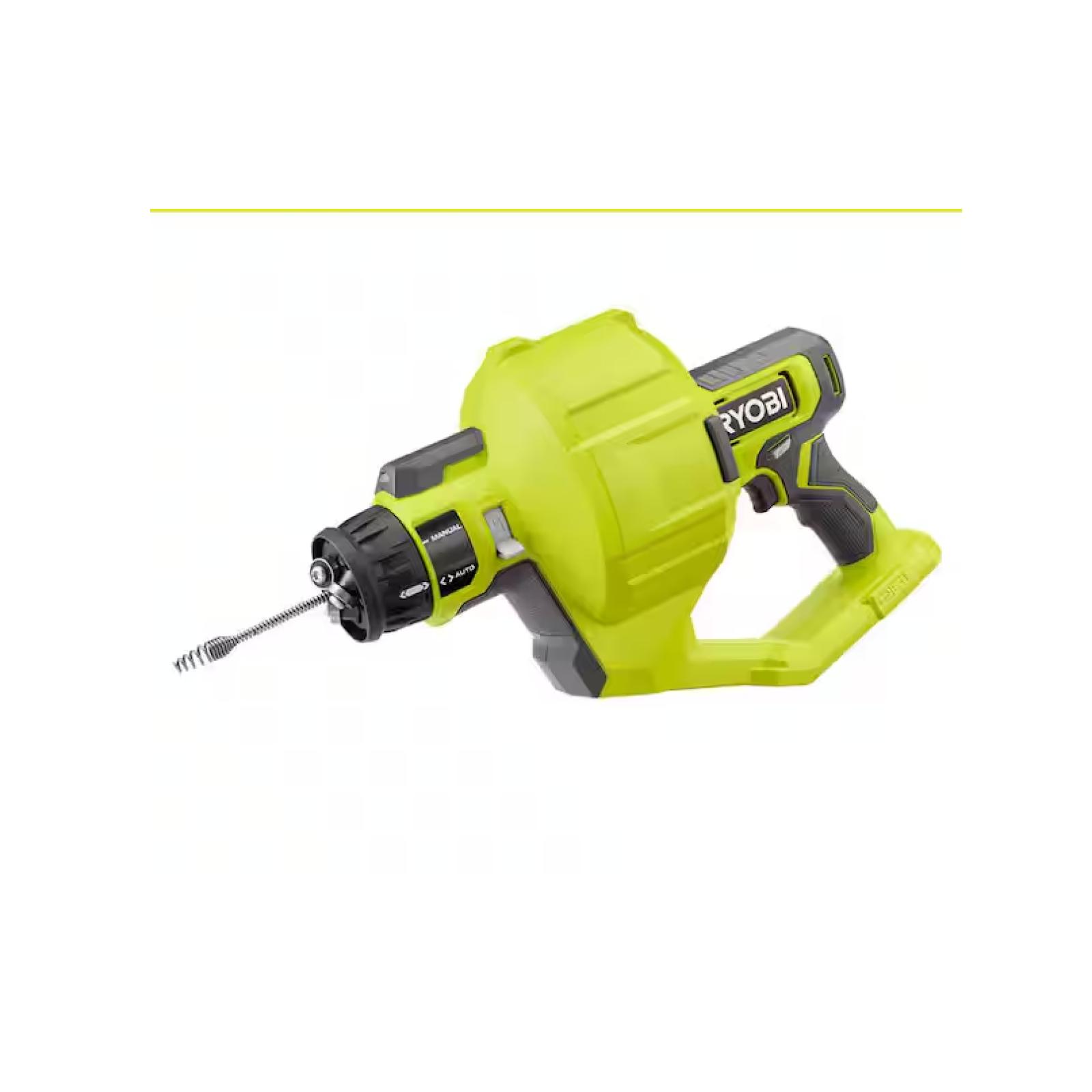 NEW! - RYOBI ONE+ 18V Cordless Drain Auger with 25 ft Cable  LED Light  Auto Feed/Retract  Cable Lock  Enclosed Drum (Tool Only)