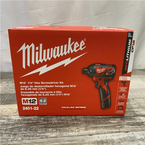 NEW - Milwaukee 12V Lithium-Ion Cordless 1/4 in. Hex Screwdriver Kit
